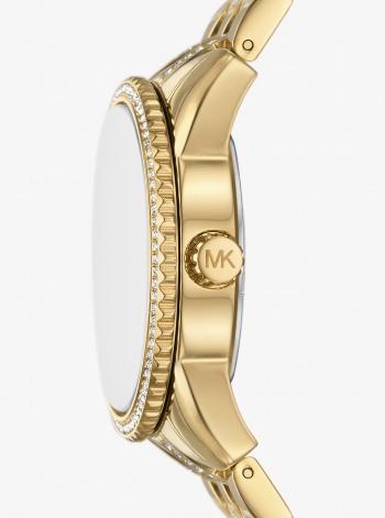 Michael Kors Mini Bryant Pavé Logo Gold-Tone Watch