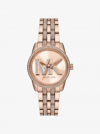Michael Kors Mini Bryant Pavé Logo Rose Gold-Tone Watch