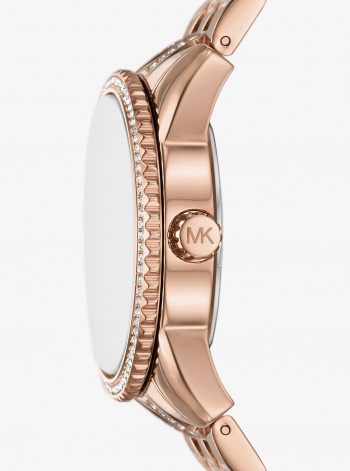 Michael Kors Mini Bryant Pavé Logo Rose Gold-Tone Watch